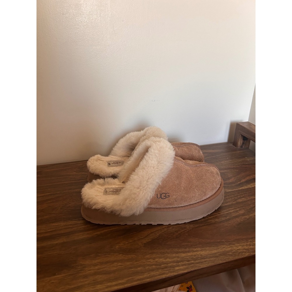 UGG Disquette Platform Slippers Chestnut Suede Tan Womens 9 9.5 1122550